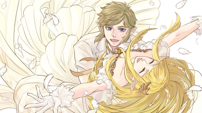 link and princess zelda (the legend of zelda and 1 more) drawn by kurokawa_karasu