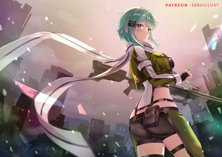 sinon (sword art online) drawn by sebu_illust