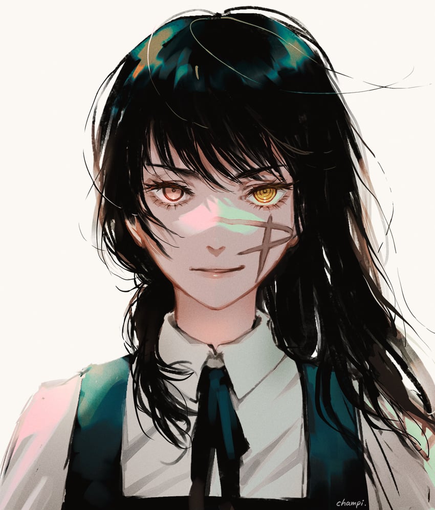 yoru and mitaka asa (chainsaw man) drawn by champi