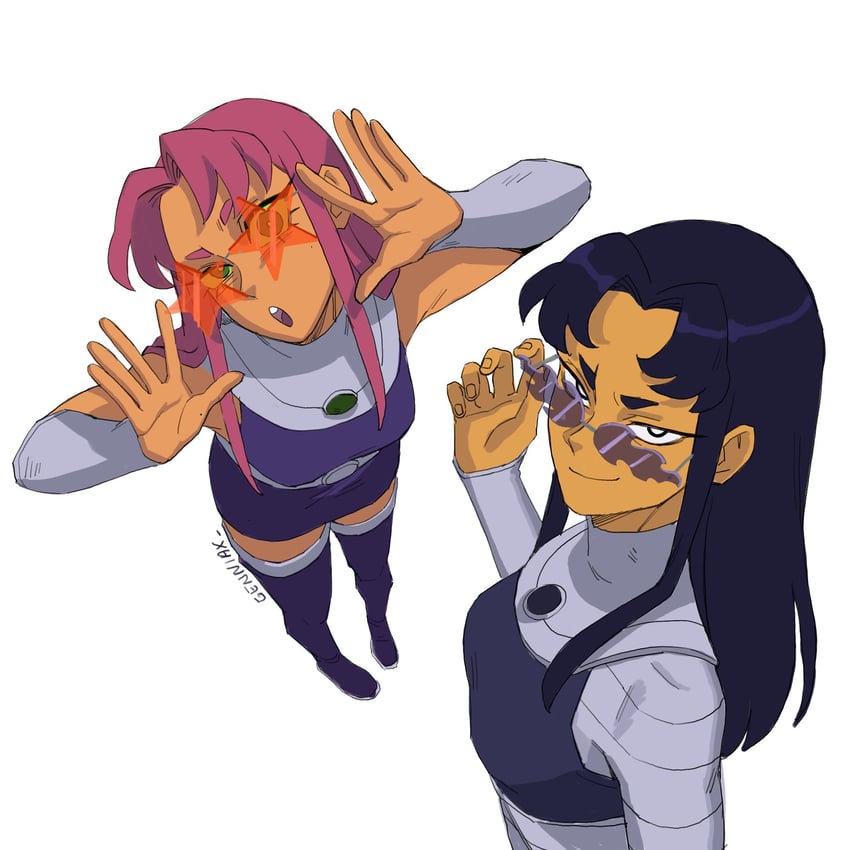 starfire and blackfire (dc comics and 1 more) drawn by genniax