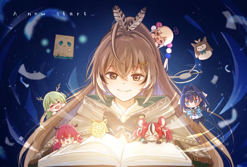 ouro kronii, nanashi mumei, hakos baelz, ceres fauna, irys, and 4 more (hololive and 1 more) drawn by yanne_0502