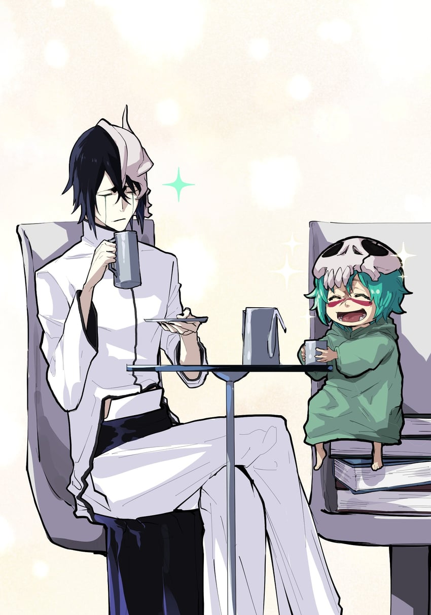nelliel tu odelschwanck and ulquiorra cifer (bleach) drawn by hishui_prpr