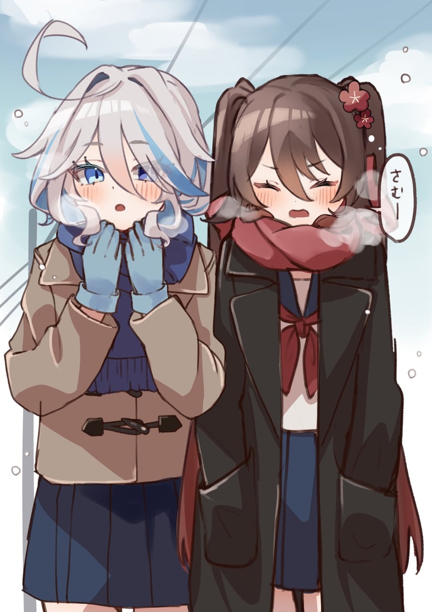 hu tao and furina (genshin impact) drawn by yoshino_mugiko