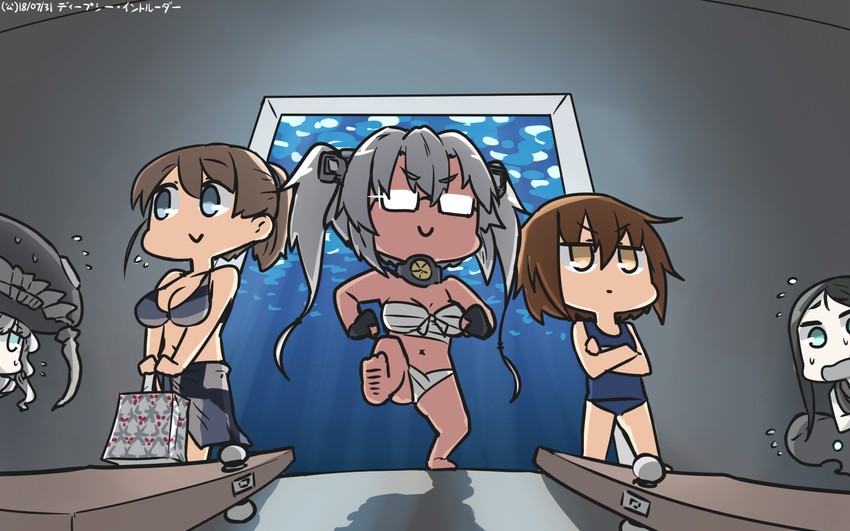 musashi, wo-class aircraft carrier, musashi kai ni, intrepid, ru-class battleship, and 1 more (kantai collection and 1 more) drawn by hamu_koutarou
