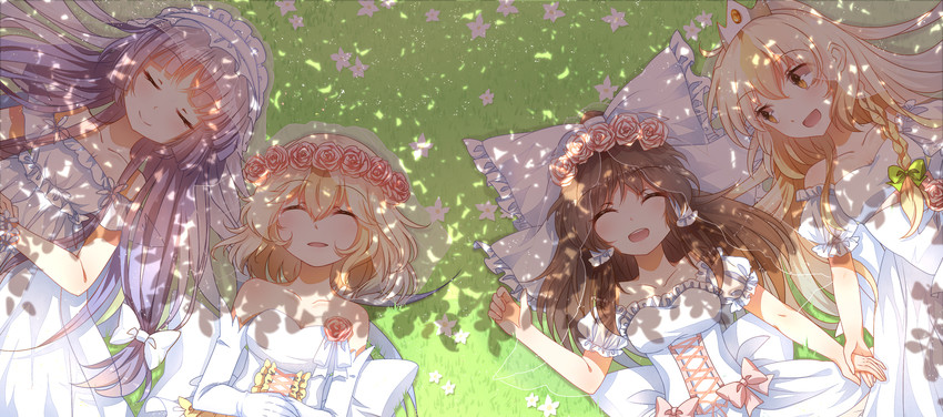 hakurei reimu, kirisame marisa, alice margatroid, and patchouli knowledge (touhou) drawn by 3000_xiao_chun