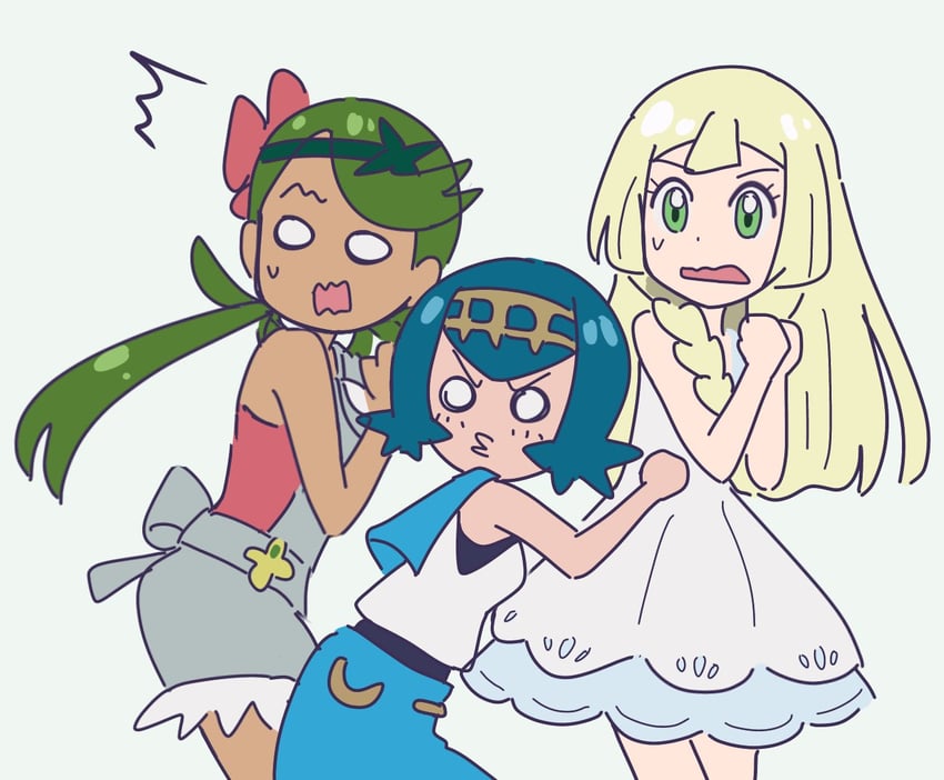 lillie, lana, and mallow (pokemon and 1 more) drawn by miin_(toukotouya)