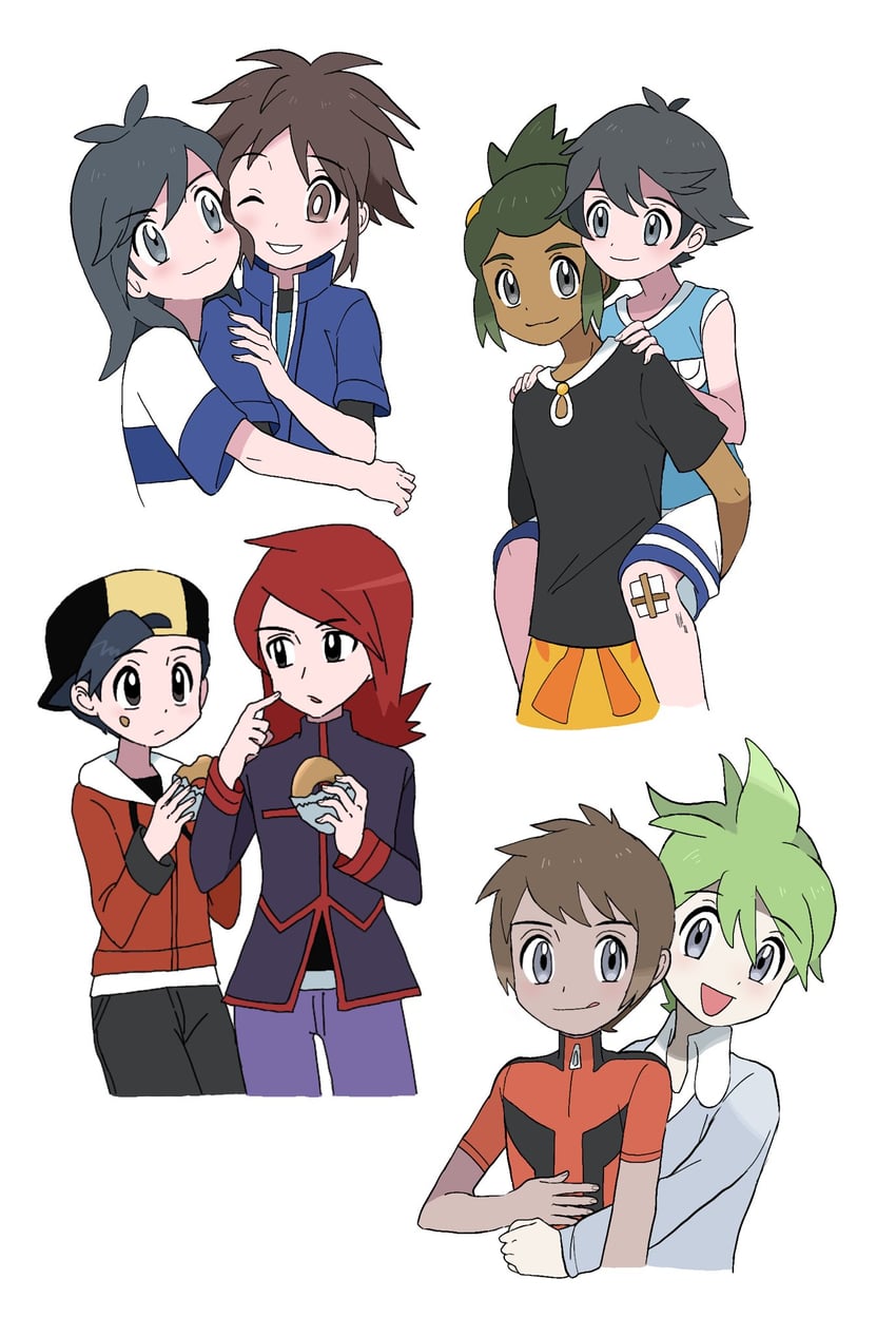 ethan, brendan, silver, elio, nate, and 2 more (pokemon and 5 more) drawn by sana_(37pisana)