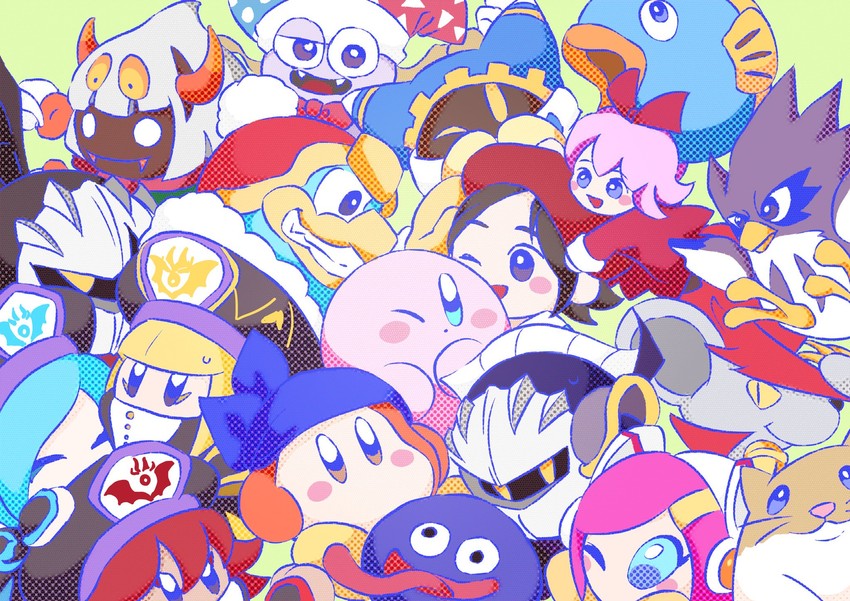 kirby, meta knight, king dedede, magolor, bandana waddle dee, and 14 more (kirby and 1 more) drawn by m_shik83