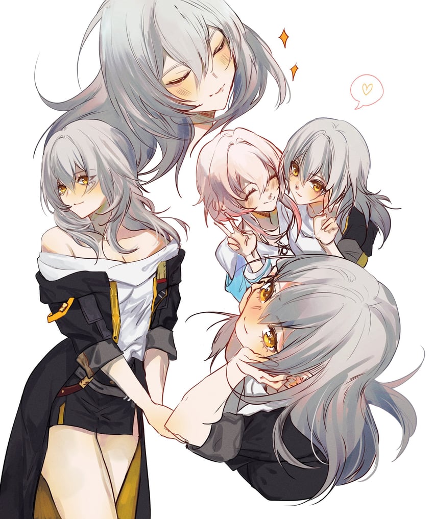 trailblazer, stelle, and march 7th (honkai and 1 more) drawn by sera_(serappi)
