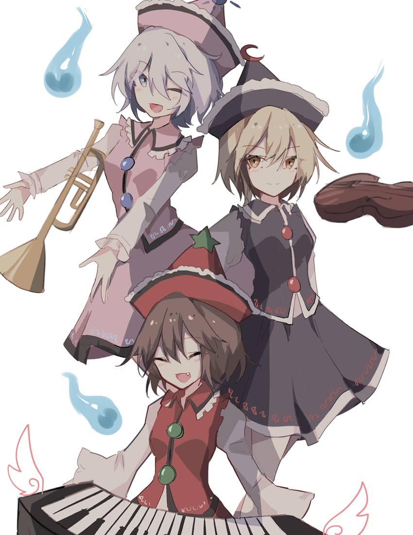 lunasa prismriver, merlin prismriver, and lyrica prismriver (touhou) drawn by zhuanjia710