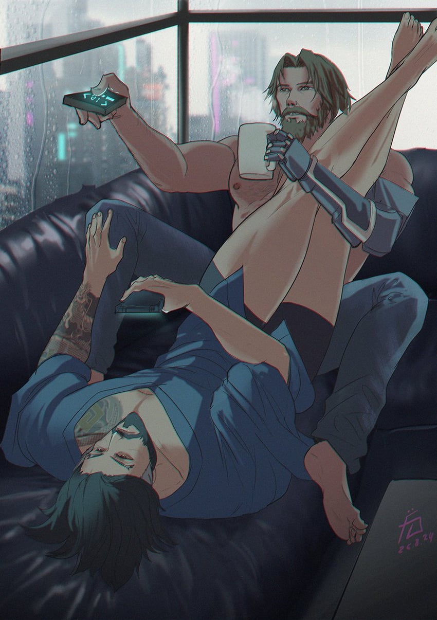 cassidy and hanzo (overwatch and 1 more) drawn by fuge_oni666