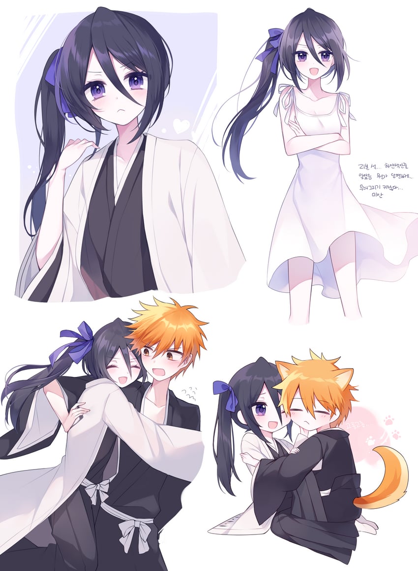 kuchiki rukia and kurosaki ichigo (bleach and 1 more) drawn by g_ieep
