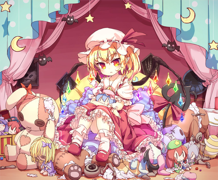 remilia scarlet, flandre scarlet, izayoi sakuya, patchouli knowledge, hong meiling, and 1 more (touhou) drawn by isu_(is88)
