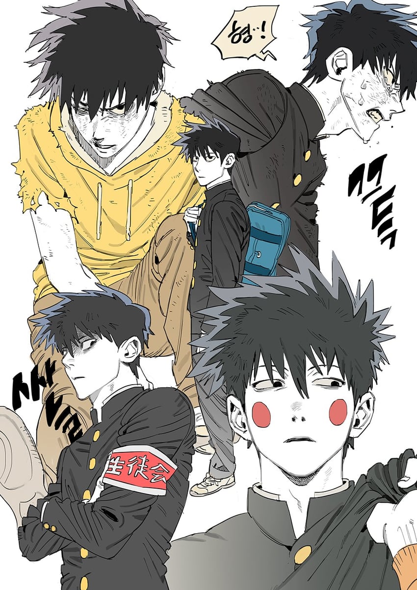 ekubo and kageyama ritsu (mob psycho 100) drawn by japtangtang2
