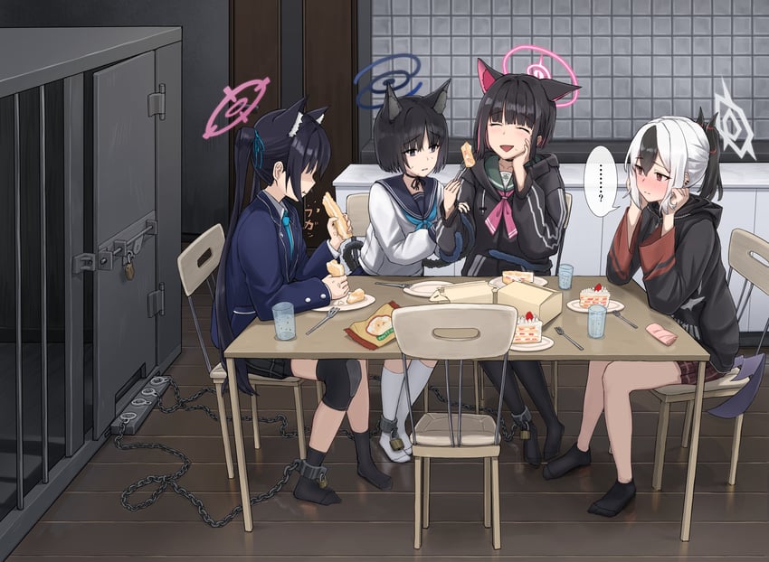 kazusa, kayoko, serika, and kikyou (blue archive) drawn by aisumegane