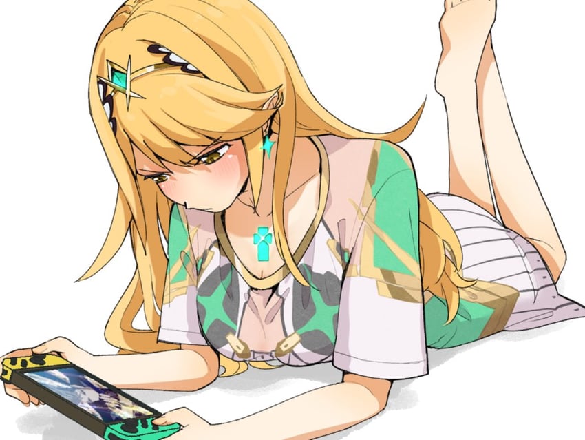 mythra and rex (xenoblade chronicles and 3 more) drawn by bafarin