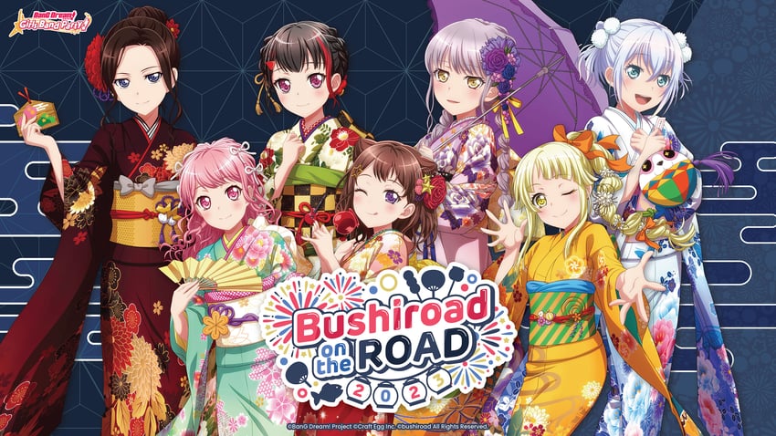 mitake ran, tsurumaki kokoro, maruyama aya, minato yukina, toyama kasumi, and 3 more (bang dream!)
