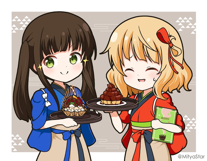 nishikigi chisato, inoue takina, kirima syaro, and ujimatsu chiya (gochuumon wa usagi desu ka? and 1 more) drawn by mitya