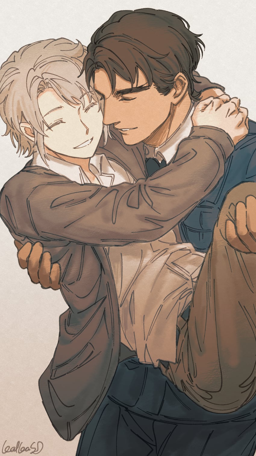 okino tsukasa and hijiyama takatoshi (juusan kihei bouei ken) drawn by sdkafka