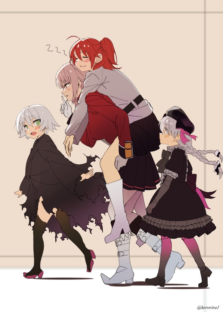 fujimaru ritsuka, florence nightingale, jack the ripper, and nursery rhyme (fate and 3 more) drawn by kerorira