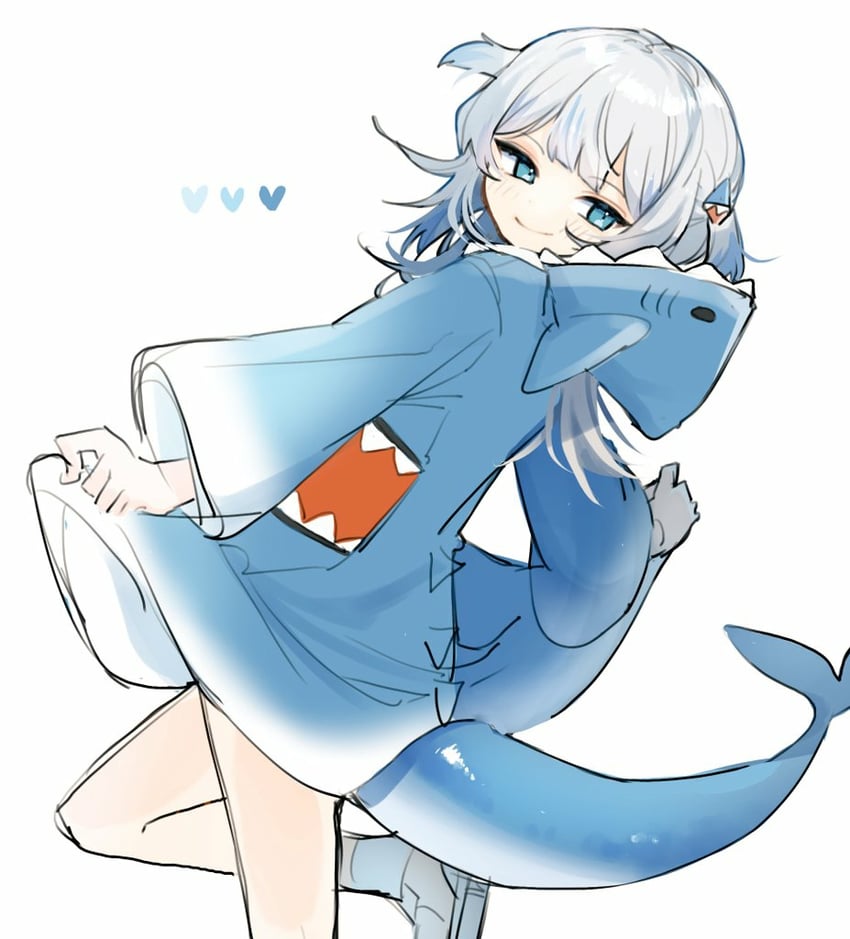 gawr gura (hololive and 1 more) drawn by ozu_(user_sjjz4357)