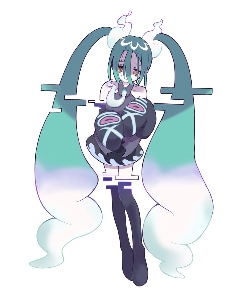 hatsune miku and ghost miku (pokemon and 2 more) drawn by eguwi