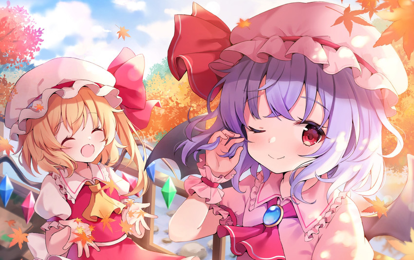 remilia scarlet and flandre scarlet (touhou) drawn by hanen_(borry)