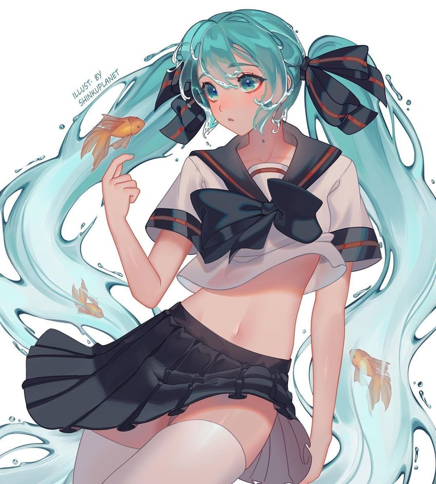 hatsune miku and bottle miku (vocaloid) drawn by shinkuplanet