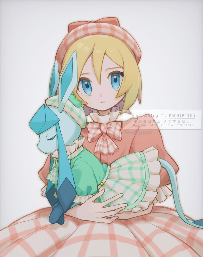 glaceon and irida (pokemon and 1 more) drawn by noi_(noi_pk27)