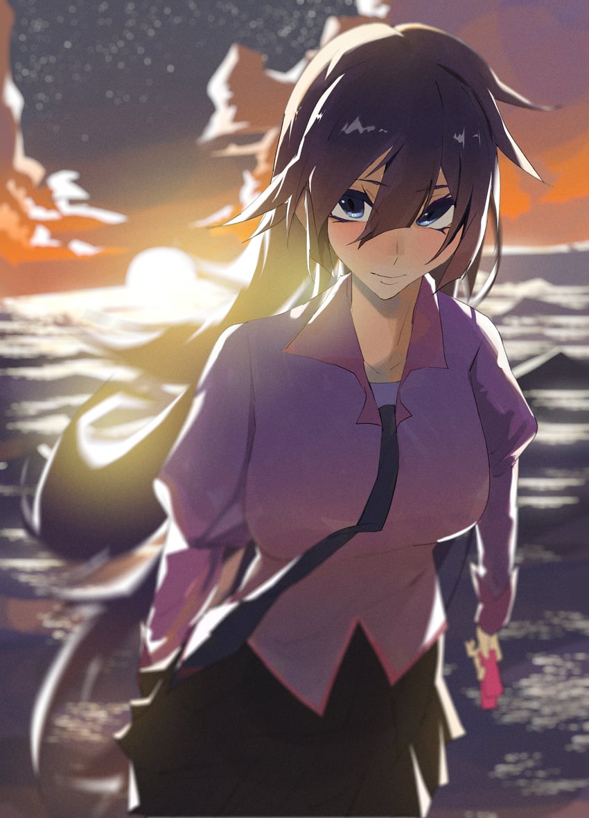 senjougahara hitagi (monogatari and 1 more) drawn by jeiijuu