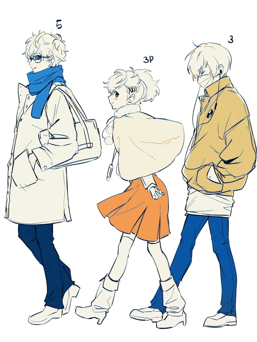 yuuki makoto, amamiya ren, and shiomi kotone (persona and 3 more) drawn by ev3_3er