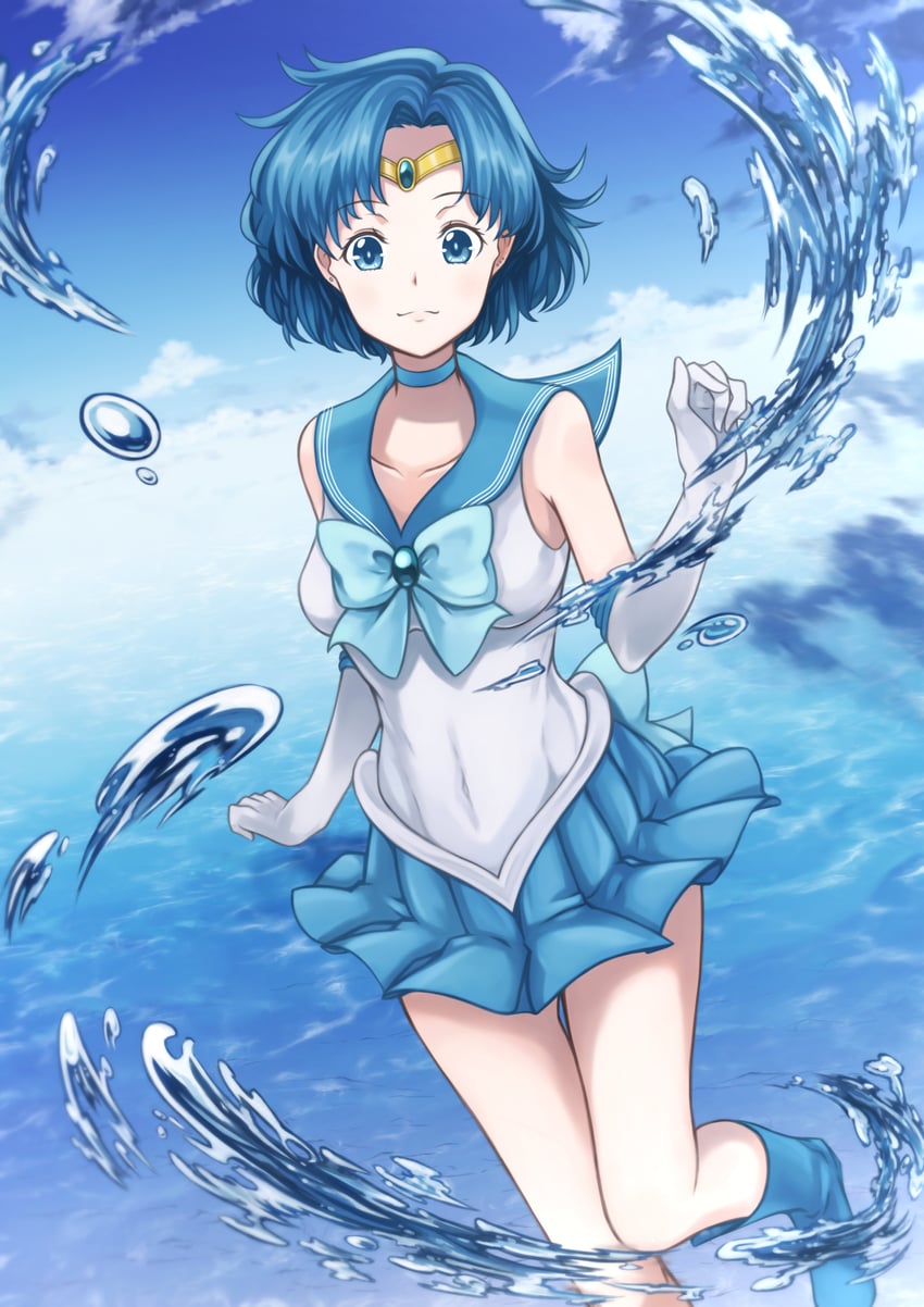 mizuno ami and sailor mercury (bishoujo senshi sailor moon) drawn by shori_(shorisax)