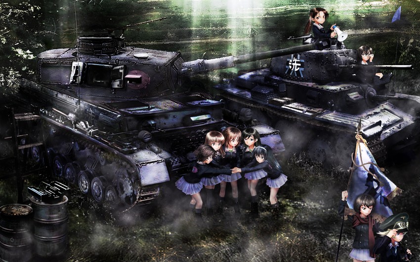 nishizumi miho, akiyama yukari, takebe saori, reizei mako, isuzu hana, and 4 more (girls und panzer) drawn by grace16