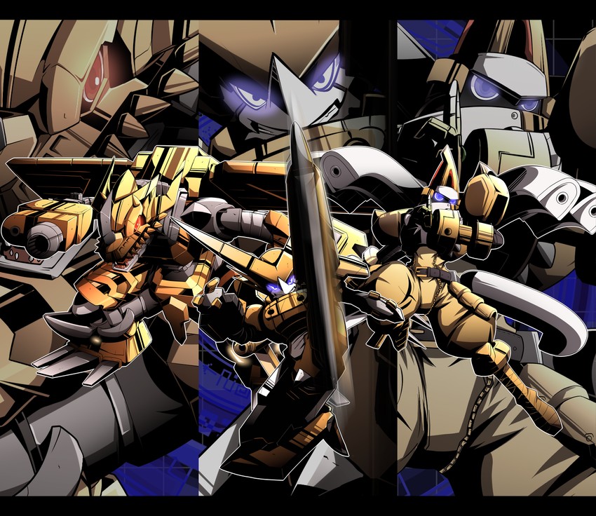 omegashoutmon, zekegreymon, and tsuwamon (digimon and 1 more) drawn by mori_no_kaeru