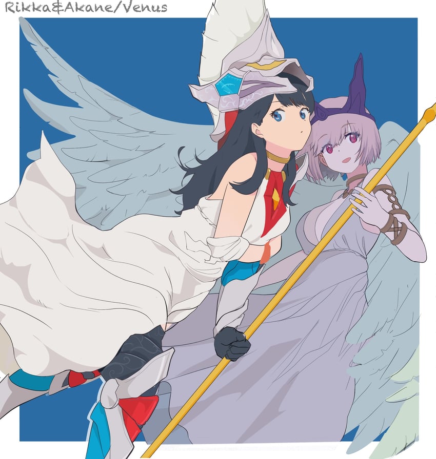 takarada rikka, shinjou akane, and gridman (gridman universe and 1 more) drawn by lensu_(lotus36936936)