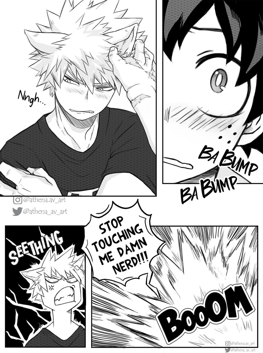 midoriya izuku and bakugou katsuki (boku no hero academia) drawn by athena_av