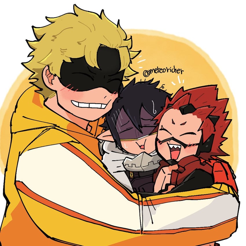 kirishima eijiro, amajiki tamaki, and fat gum (boku no hero academia) drawn by meteoricher