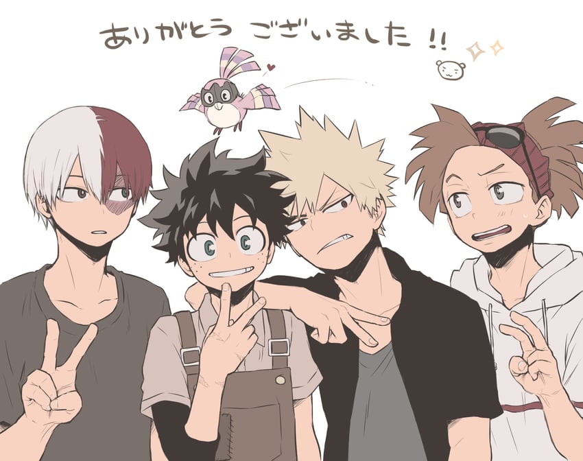 midoriya izuku, bakugou katsuki, todoroki shoto, rody soul, and pino (boku no hero academia) drawn by ayata-haikyu