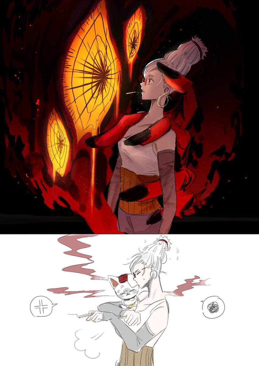 turbo granny and ayase seiko (dandadan) drawn by nimaigai_2222
