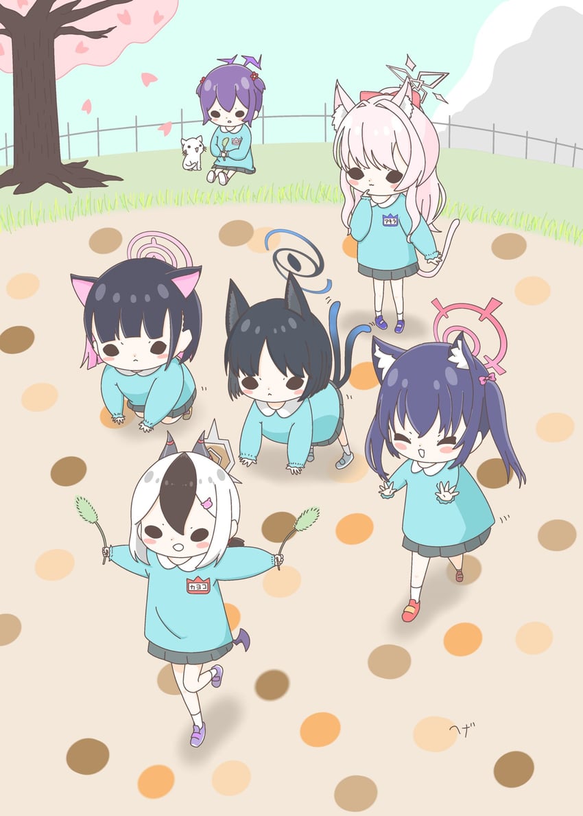 kazusa, kayoko, serika, kikyou, haruka, and 1 more (blue archive) drawn by hegetarou