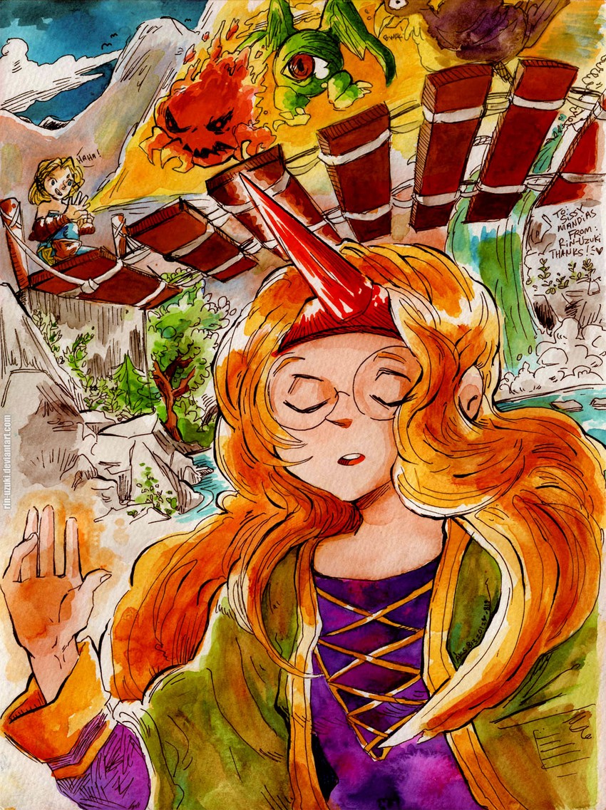 monk and summoner (final fantasy and 1 more) drawn by schnekk