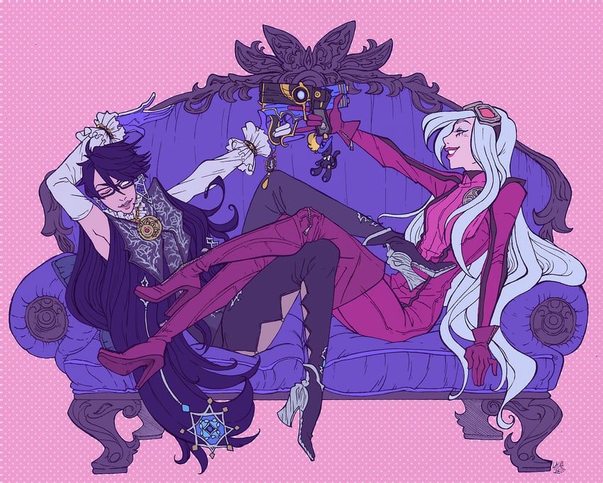 bayonetta and jeanne (bayonetta and 1 more) drawn by spacerocketbunny