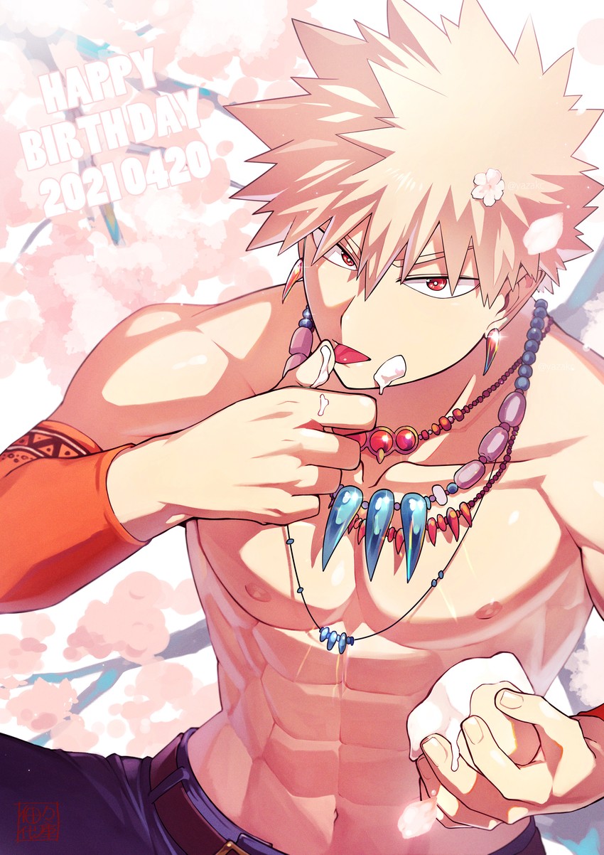 Anime Boys Katsuki Bakugou Blond Hair Muscles Anime Abs Muscular