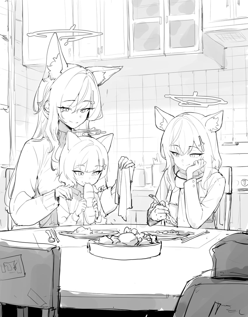 shiroko and shiroko terror (blue archive) drawn by parack