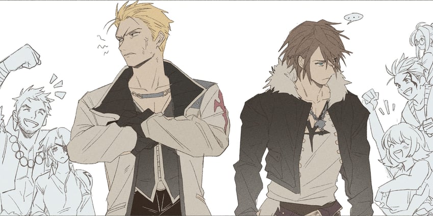 squall leonhart, selphie tilmitt, quistis trepe, seifer almasy, zell dincht, and 2 more (final fantasy and 1 more) drawn by garbage_paper