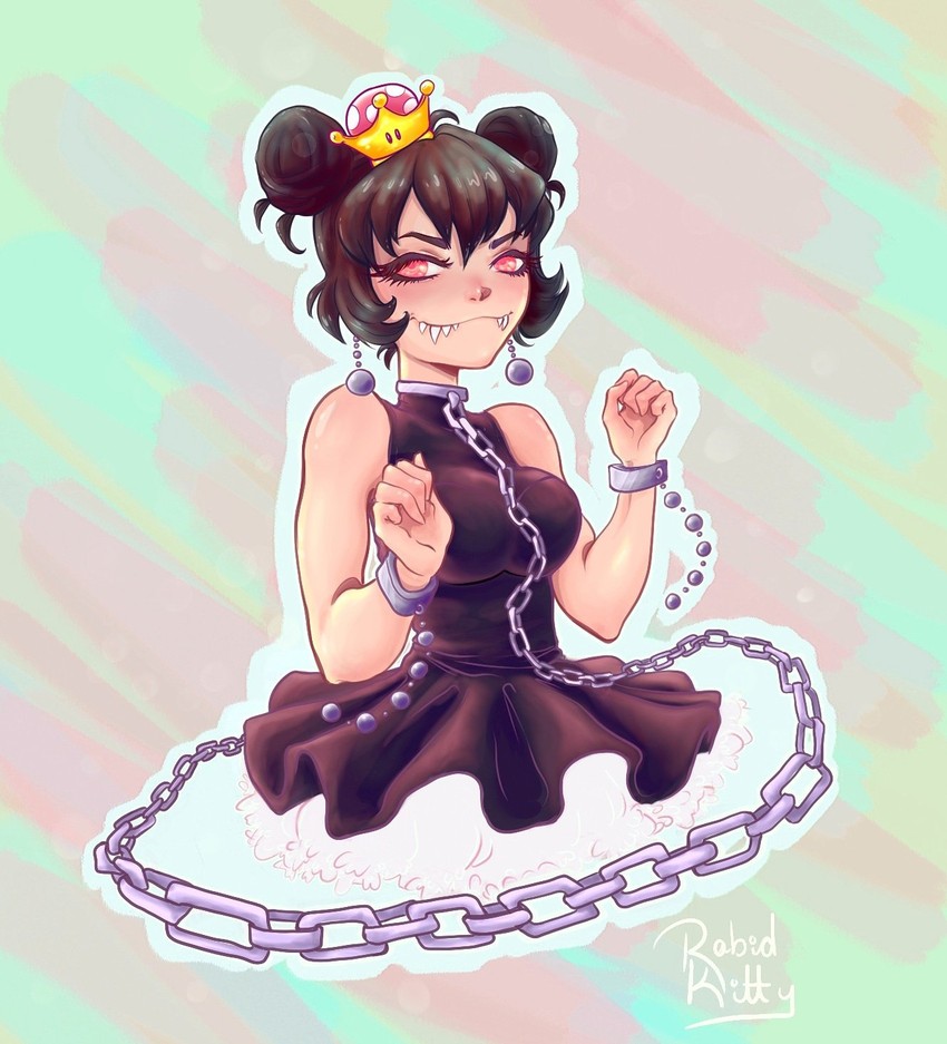 princess chain chomp (mario and 1 more) drawn by devynnekole