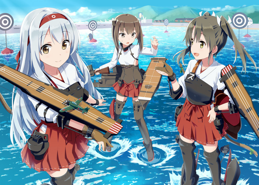 zuikaku, shoukaku, taihou, failure penguin, and miss cloud (kantai collection) drawn by gotyou