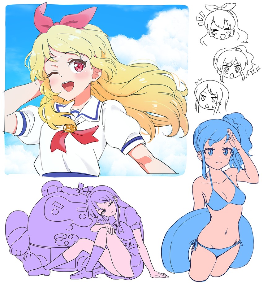 hoshimiya ichigo, kiriya aoi, shibuki ran, and ebipon (aikatsu!) drawn by yoban