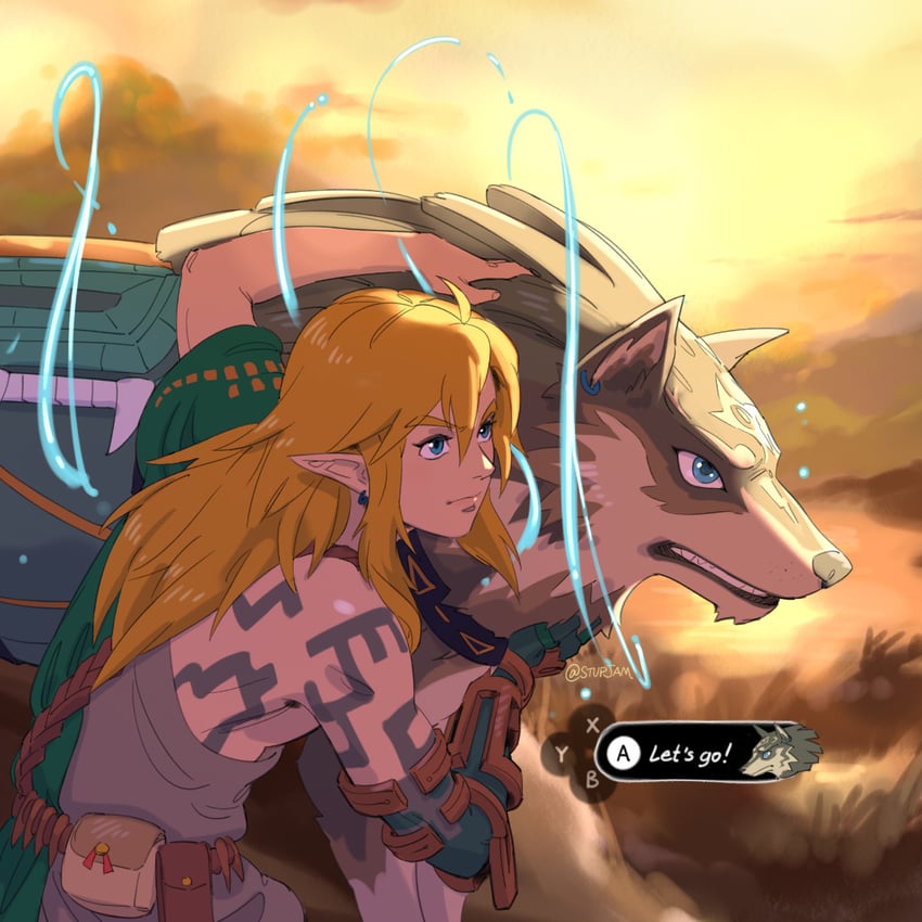 link and wolf link (the legend of zelda and 2 more) drawn by stup-jam