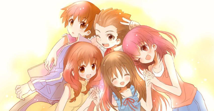 nishio rina, tatekami seri, minashiro tsubaki, nishio akira, and douma hiroto (soukyuu no fafner) drawn by sakaki_tsui